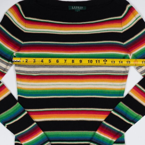 Lauren Ralph Lauren • blanket stripe cotton linen rainbow sweater xs - Picture 4 of 7